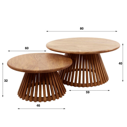 Salontafel Tweak Conisch | Set van 2 | Zand Mangohout