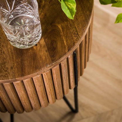 Nachtkastje Tweak | Rond | 1 Lade | Zandkleur Massief Mango