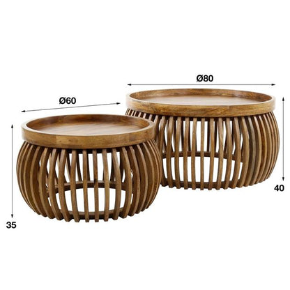 Salontafel Tweak Curve | Set van 2 | Naturel Mangohout