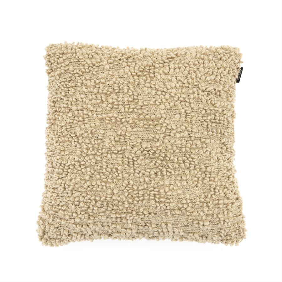 Sierkussen Vista beige stof, vooraanzicht op witte achtergrond
