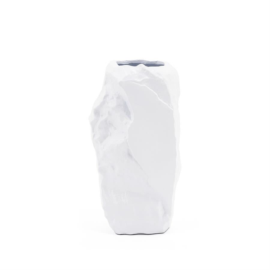 Vaas & Pot Pedra wit aluminium 27 cm, vooraanzicht op witte achtergrond