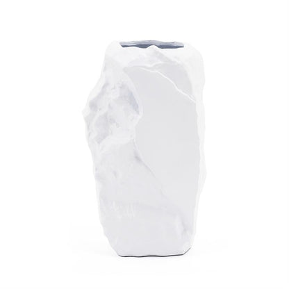 Vaas & Pot Pedra wit aluminium 43 cm, vooraanzicht op witte achtergrond