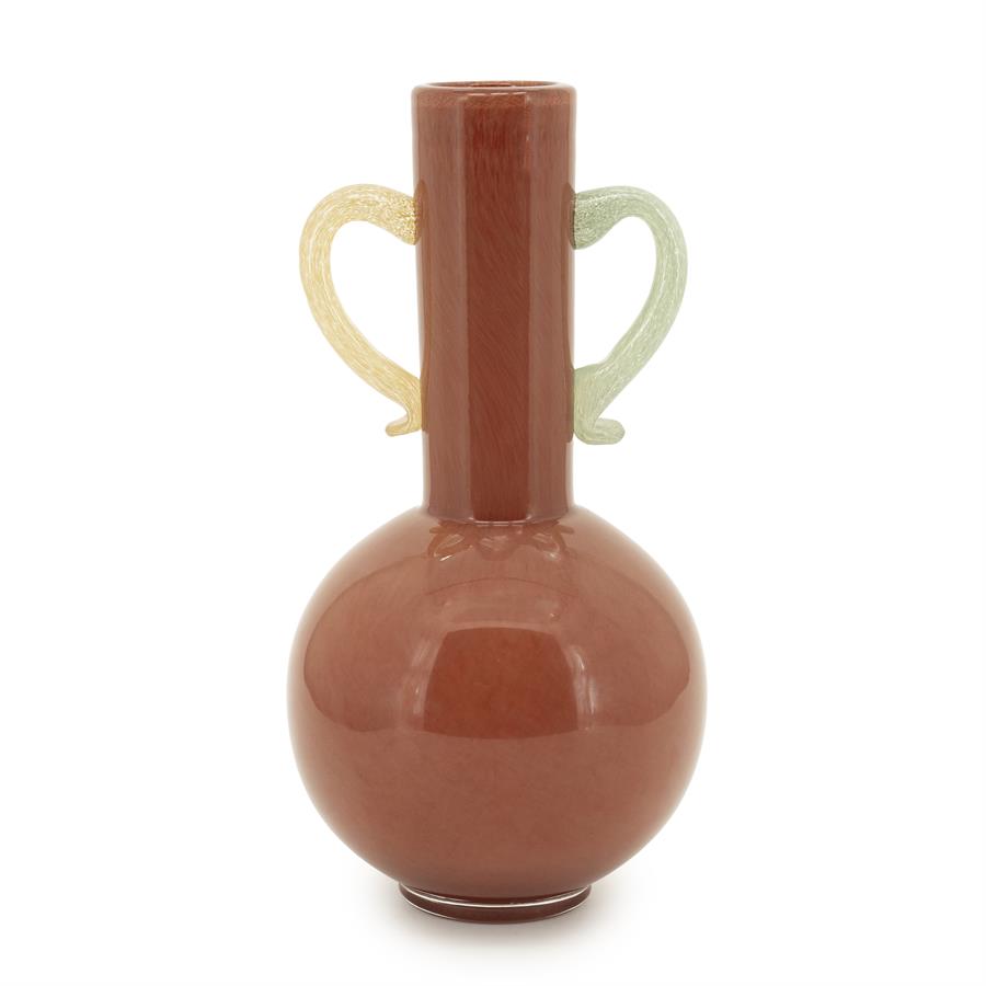 Vaas & Pot Alegre oranje glas 34 cm, vooraanzicht op witte achtergrond