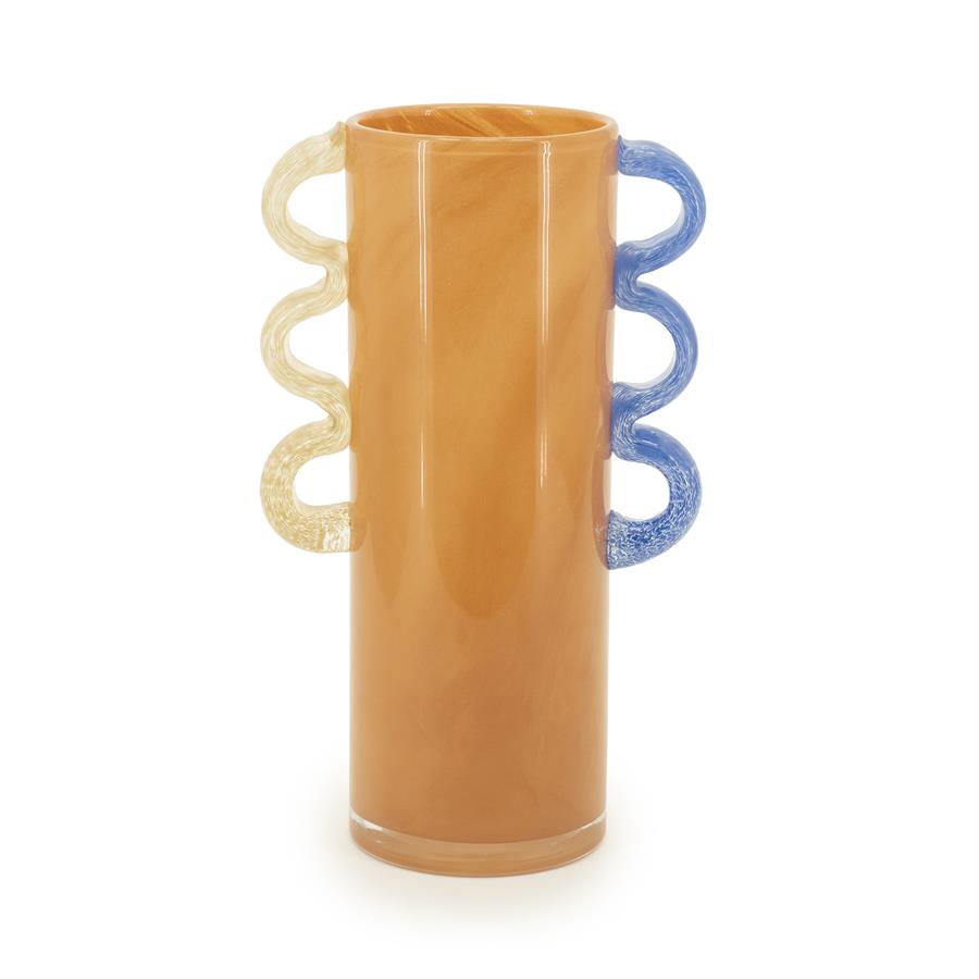 Vaas & Pot Alegre oranje glas 27 cm, vooraanzicht op witte achtergrond
