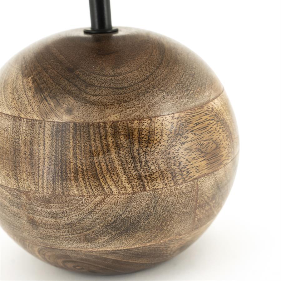 Tafellamp Gadja naturel hout klein, detail van het materiaal