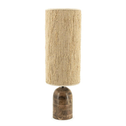 Tafellamp Gadja naturel hout groot, vooraanzicht op witte achtergrond