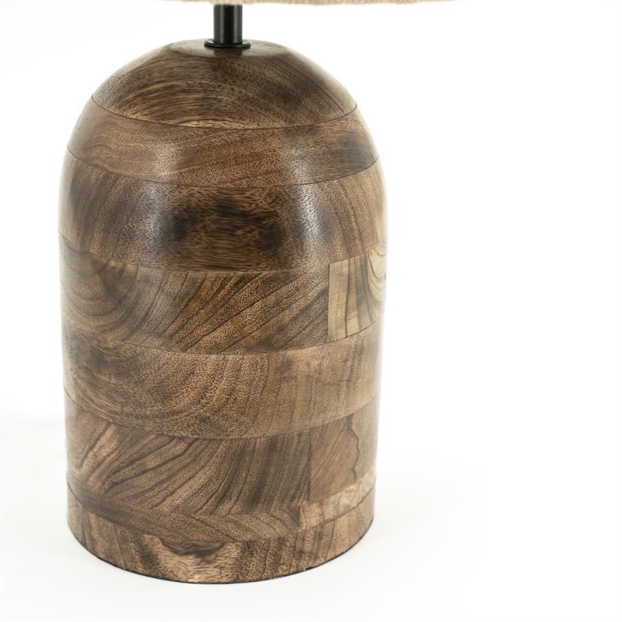 Tafellamp Gadja naturel hout groot, detail van het materiaal