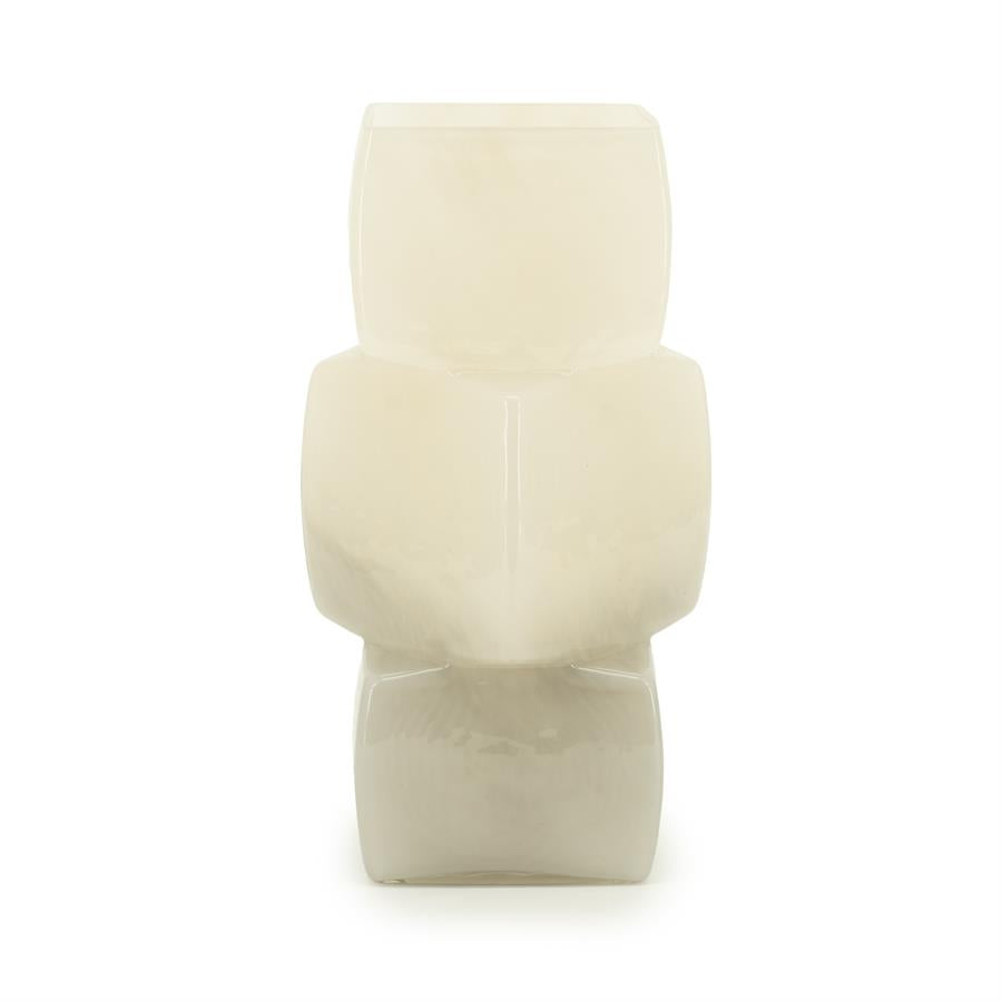 Vaas & Pot Batu beige glas, vooraanzicht op witte achtergrond
