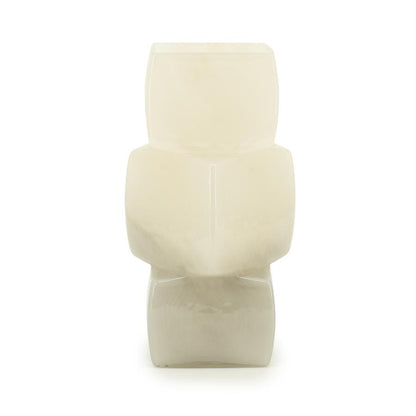 Vaas & Pot Batu beige glas, vooraanzicht op witte achtergrond