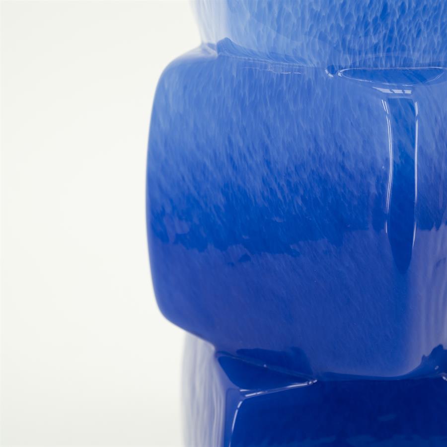 Vaas & Pot Batu blauw glas, detail van het materiaal