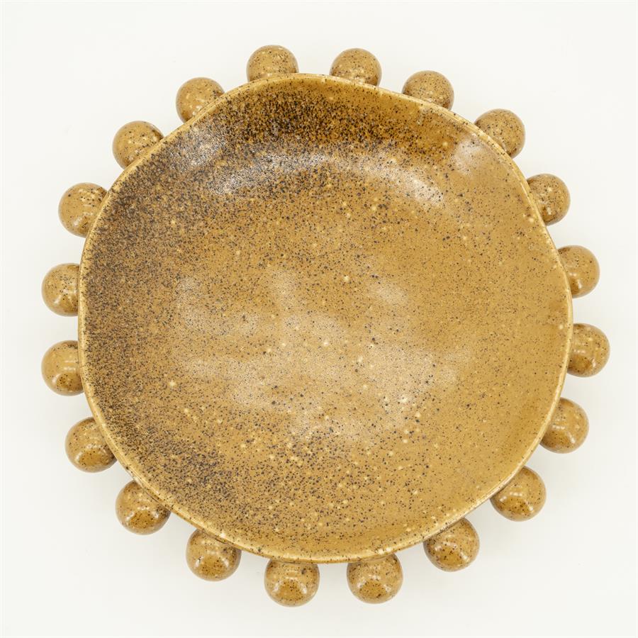 Schaal Viro geel aardewerk, detail van het materiaal