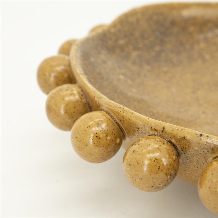 Schaal Viro geel aardewerk, detail van het materiaal