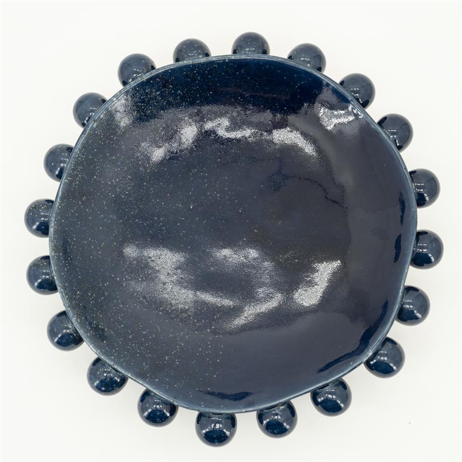 Schaal Viro blauw aardewerk, detail van het materiaal