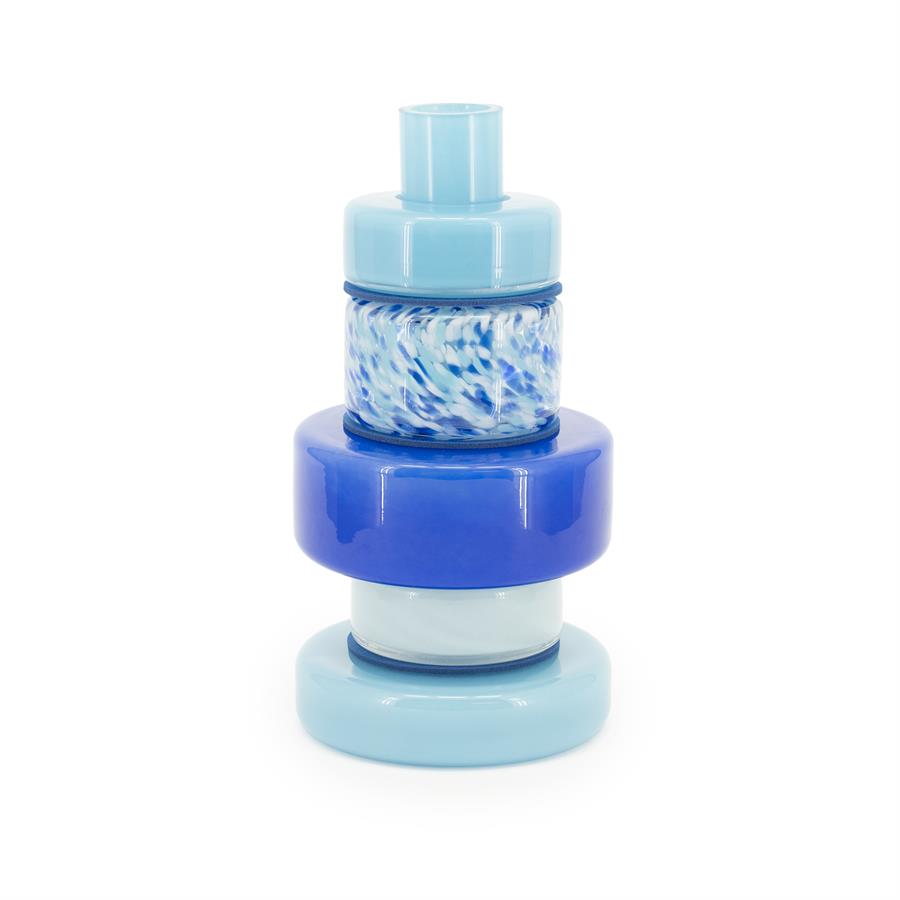 Vaas Golas blauw glas, vooraanzicht op witte achtergrond