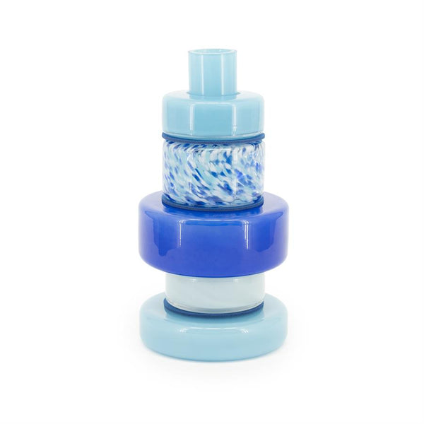 Vaas Golas blauw glas, vooraanzicht op witte achtergrond