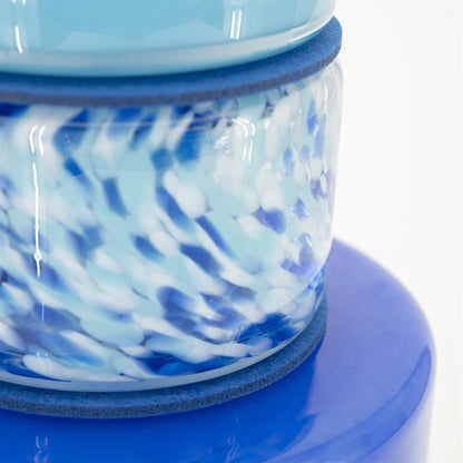 Vaas Golas blauw glas, detail van het materiaal