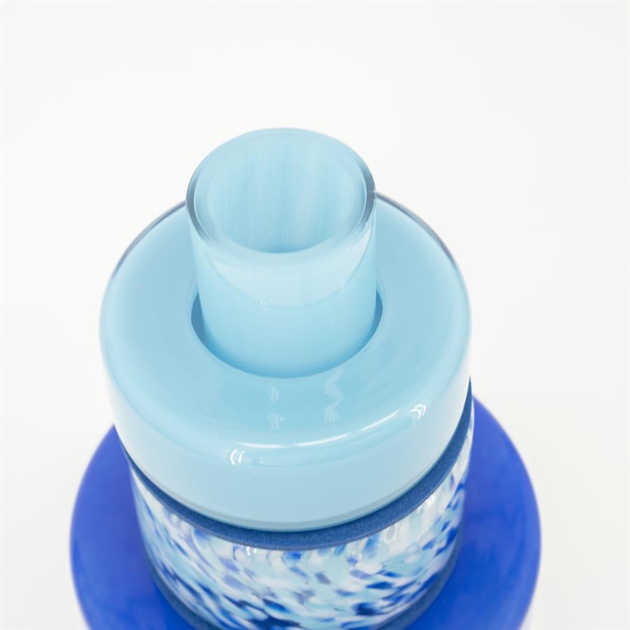 Vaas Golas blauw glas, detail van het materiaal