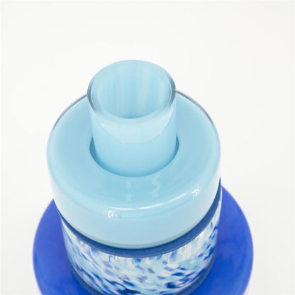 Vaas Golas blauw glas, detail van het materiaal