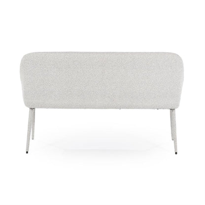 Halbank Fika beige stof, achteraanzicht op witte achtergrond