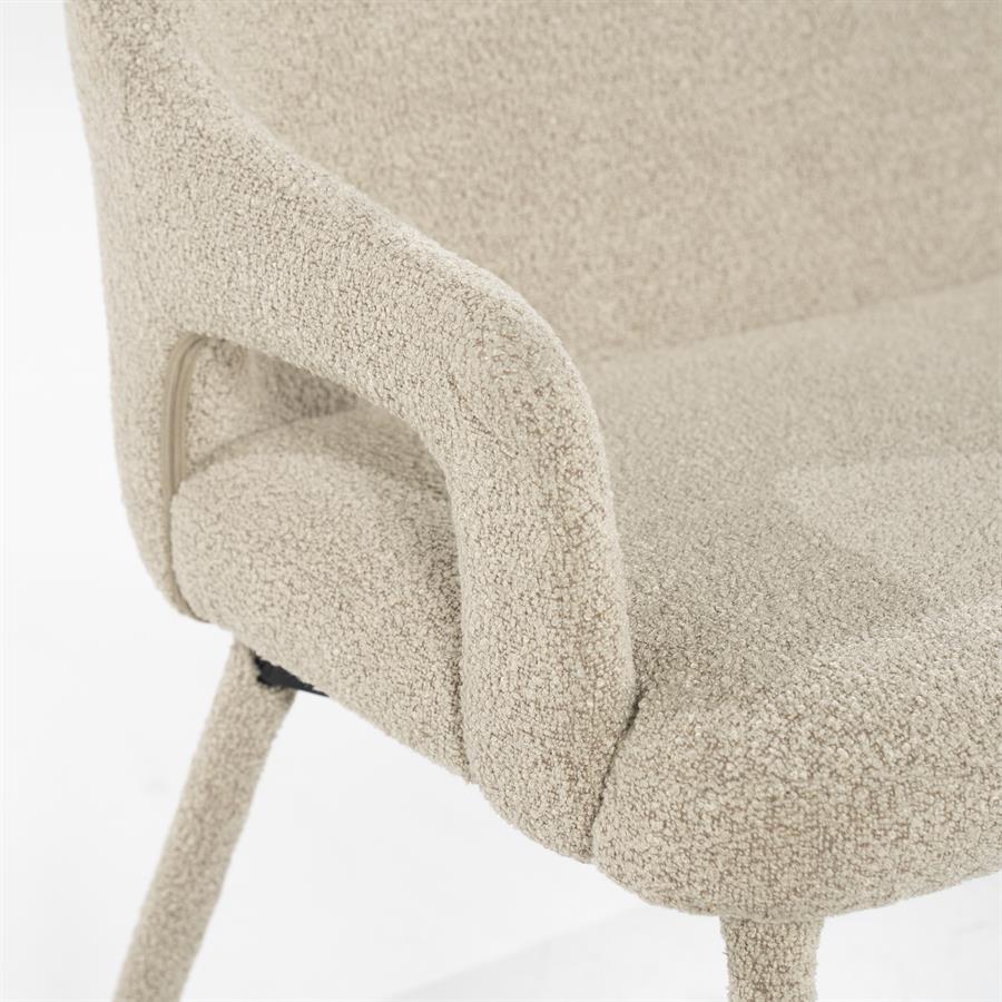 Halbank Fika taupe stof, detail van het materiaal