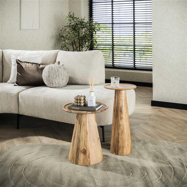 Bijzettafel Cone Set Van 2 | Acaciahout Naturel