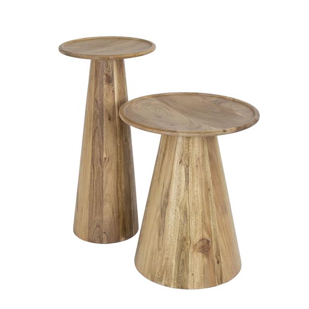Bijzettafel Cone Set Van 2 | Acaciahout Naturel