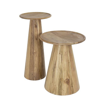Bijzettafel Cone Set Van 2 | Acaciahout Naturel