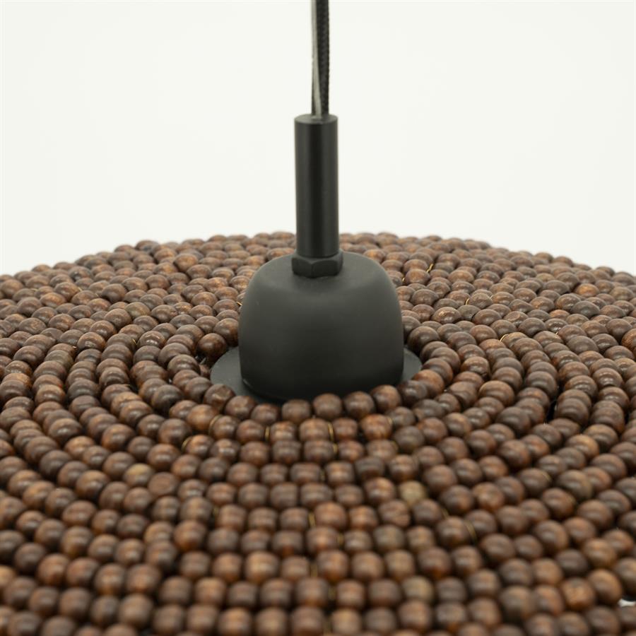 Hanglamp Shanga bruin ijzer 23 cm, detail van het materiaal