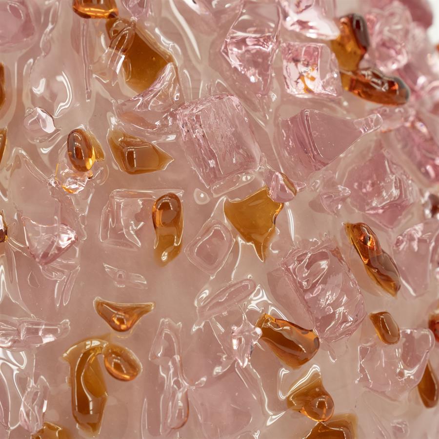 Vaas & Pot Quartz roze glas, detail van het materiaal