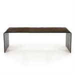 Salontafel Ripple bruin glas, vooraanzicht op witte achtergrond