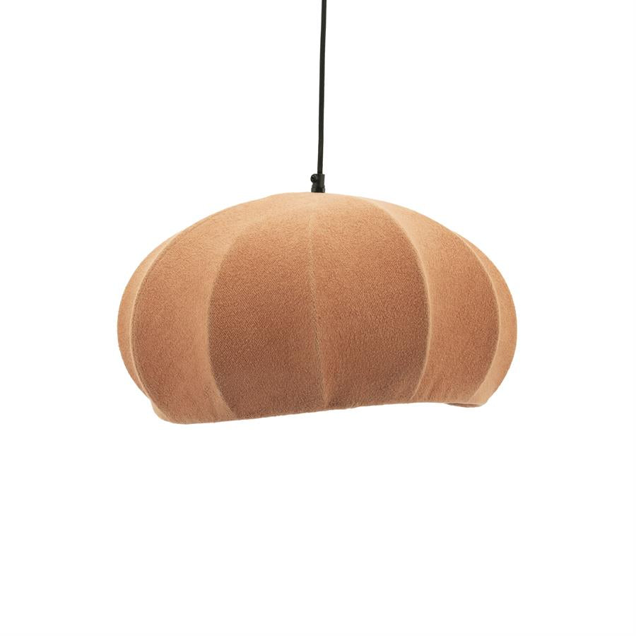 Hanglamp Vinta oranje katoen, vooraanzicht op witte achtergrond