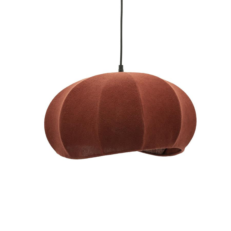 Hanglamp Vinta rood katoen, vooraanzicht op witte achtergrond