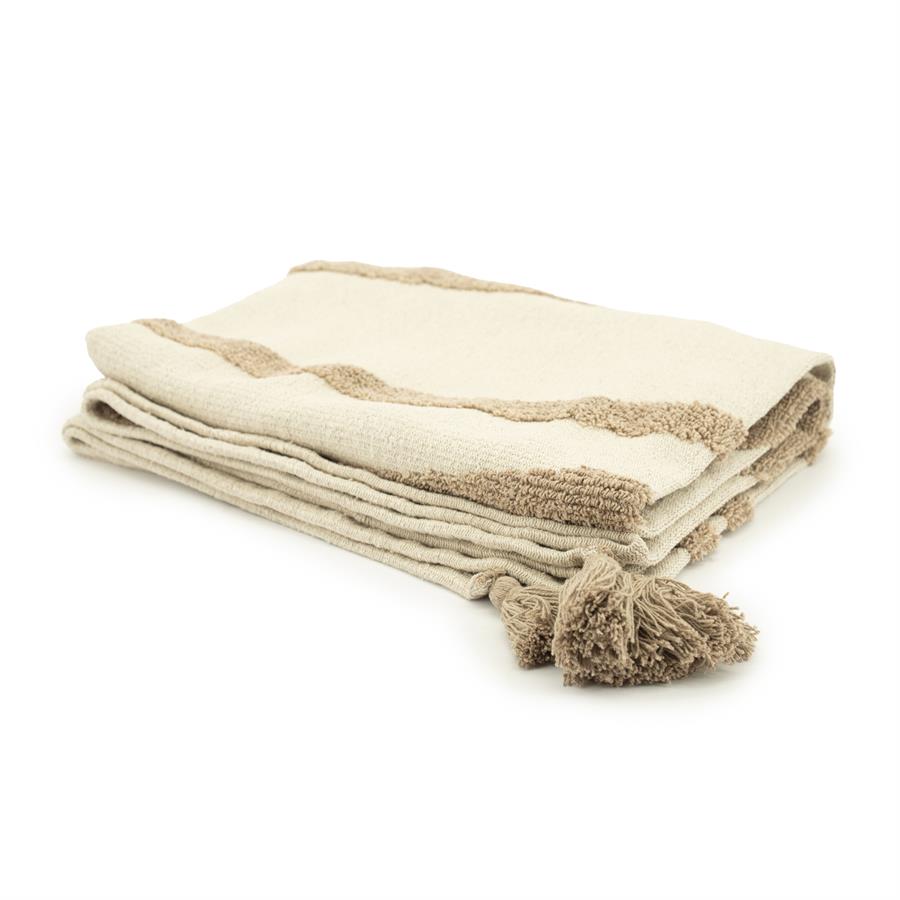 Deken (naamproduct) | Taupe 95% katoen 5% polyester
