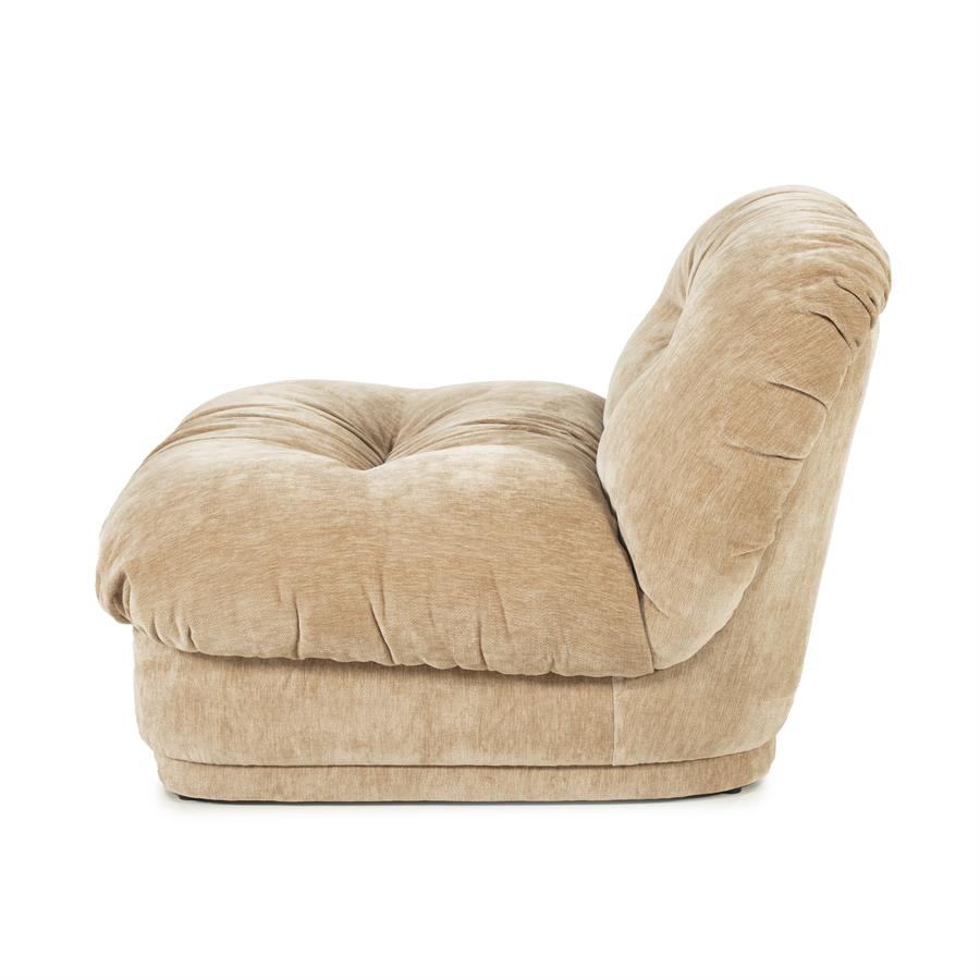 Fauteuil Nook beige polyester, zijaanzicht op witte achtergrond