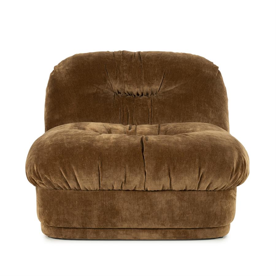 Fauteuil Nook geel polyester, vooraanzicht op witte achtergrond