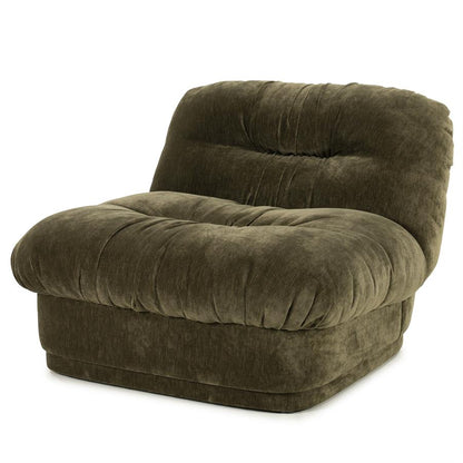 Fauteuil Nook groen polyester, schuin vooraanzicht op witte achtergrond