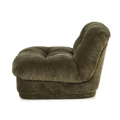 Fauteuil Nook groen polyester, zijaanzicht op witte achtergrond