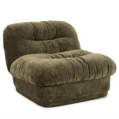 Fauteuil Nook groen polyester, schuin vooraanzicht op witte achtergrond