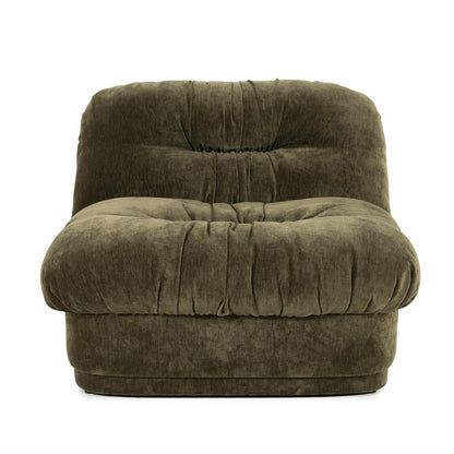 Fauteuil Nook groen polyester, vooraanzicht op witte achtergrond
