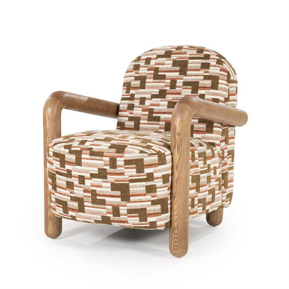 Fauteuil Retrova diverse kleuren stof, schuin vooraanzicht op witte achtergrond