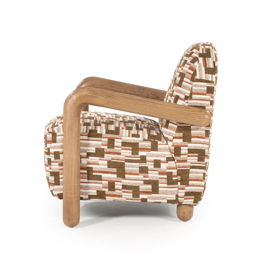 Fauteuil Retrova diverse kleuren stof, zijaanzicht op witte achtergrond