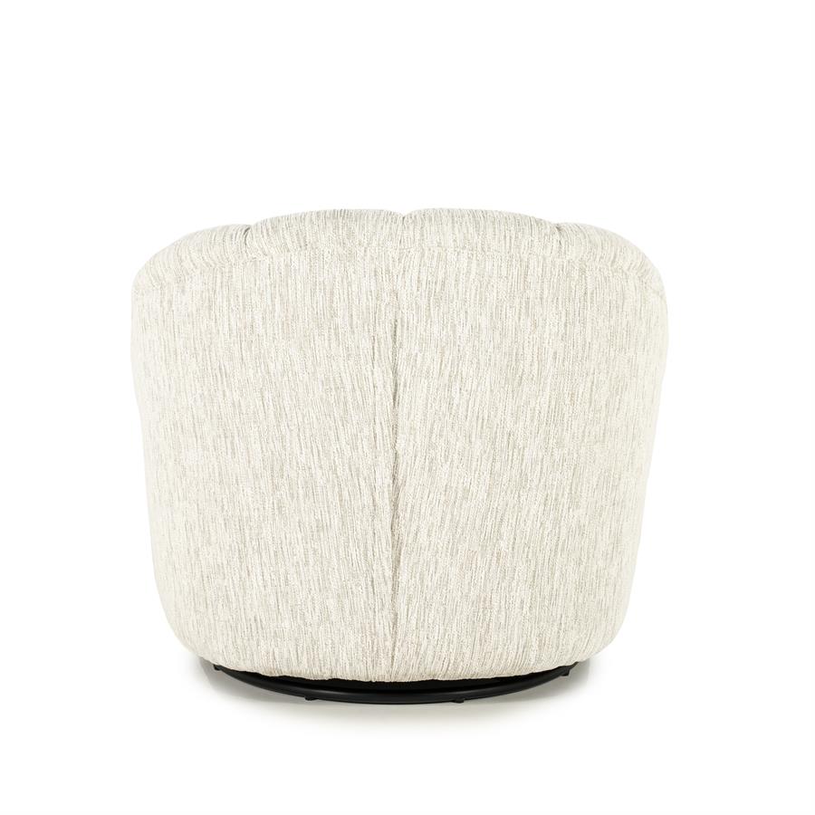 Fauteuil Sogno beige polyester, achteraanzicht op witte achtergrond
