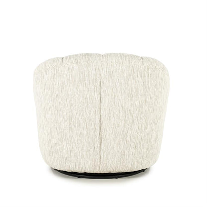 Fauteuil Sogno beige polyester, achteraanzicht op witte achtergrond