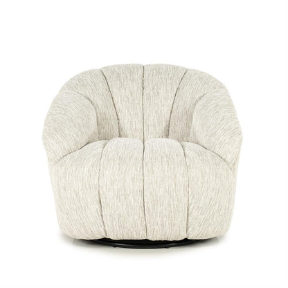 Fauteuil Sogno beige polyester, vooraanzicht op witte achtergrond