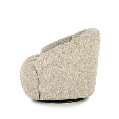 Fauteuil Sogno taupe polyester, zijaanzicht op witte achtergrond