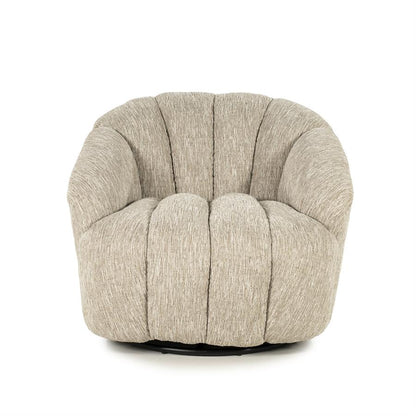 Fauteuil Sogno taupe polyester, vooraanzicht op witte achtergrond