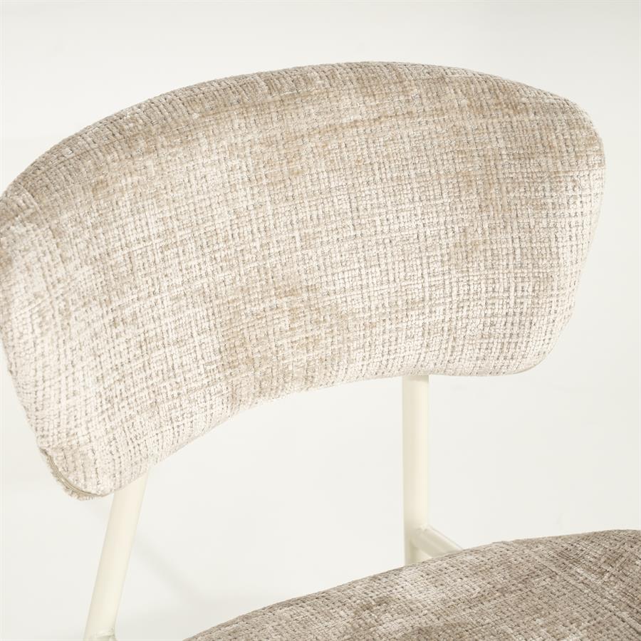 Eetkamerstoel Dare taupe stof, detail van het materiaal