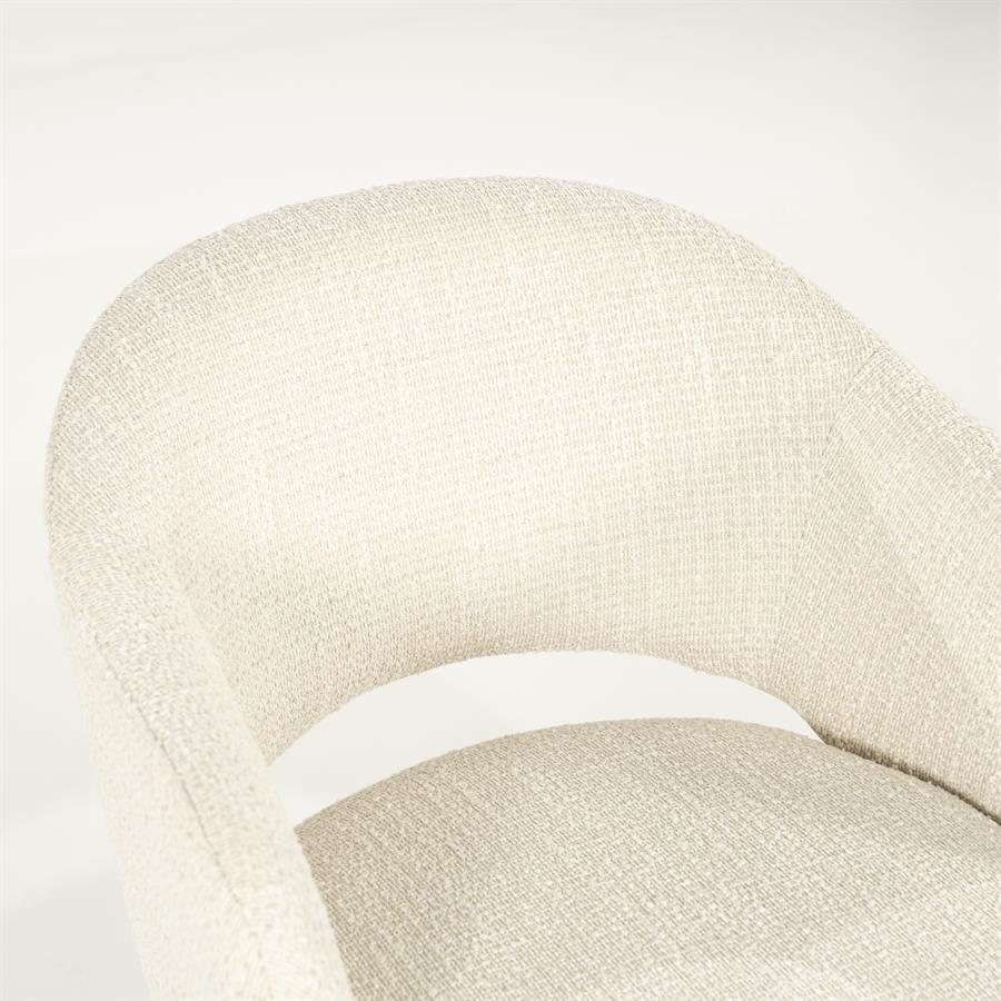 Eetkamerstoel Story beige stof, detail van het materiaal