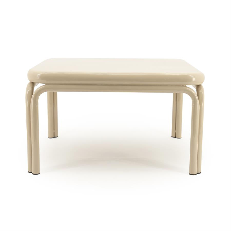 Salontafel Zilo beige metaal, vooraanzicht op witte achtergrond