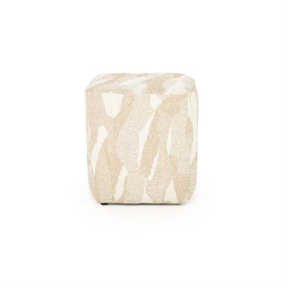 Poef Rytm beige stof klein, vooraanzicht op witte achtergrond